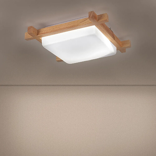 Stoex Lampe De Plafond Carré En Bois Plafonnier Intérieur Luminaire Plafonnier Led Plafonnier Moderne 4500K Pour Chambres À Coucher,Salons Couloirs