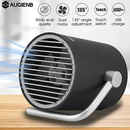 AUGIENB Mini Ventilateur USB Portable avec Lames jumelles Turbo NOIR