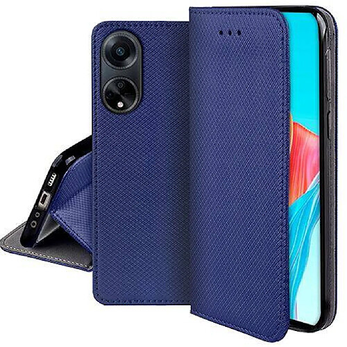 Htdmobiles Housse etui portefeuille avec coque interieure en silicone pour Oppo A98 5G + verre trempe - BLEU MAGNET