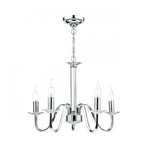 Luminaire Center Suspension Pique Cristal,chrome poli 5 ampoules 39cm