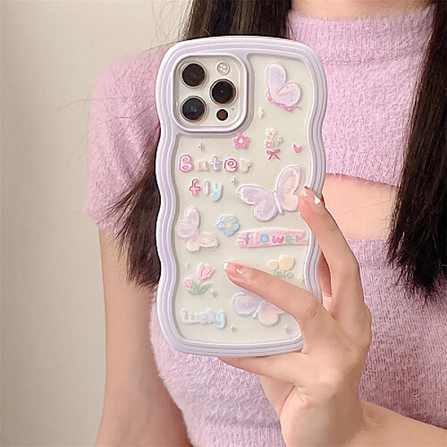 GUPBOO Étui pour iPhone13 Coque souple pour téléphone de style coréen papillon fleur