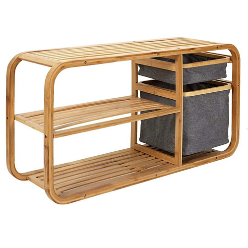 The Home Deco Factory Rangement en bambou avec 2 paniers en tissu.