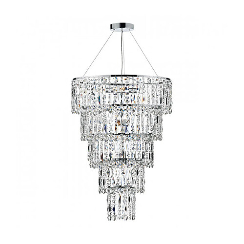 Luminaire Center Chandelier Escala Cristal,chrome poli 6 ampoules 80cm