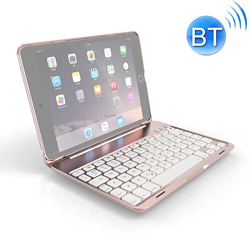 Wewoo F8SM + pour iPad mini 4 version ordinateur portable coloré rétro-éclairé en alliage d'aluminium Bluetooth clavier housse de protection or rose