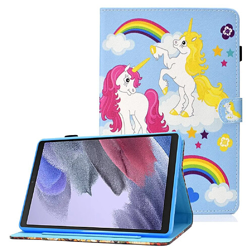 Etui en PU magnétique avec support, porte-cartes et porte-stylo pour Samsung Galaxy Tab A7 Lite 8.7-pouces T220/T225 - Chevaux colorés