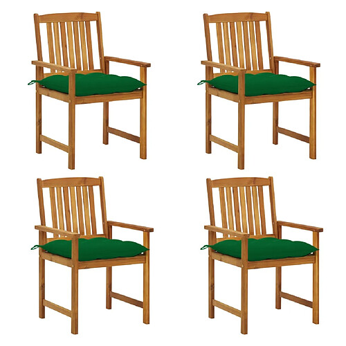 vidaXL Chaises de jardin avec coussins lot de 4 Bois d'acacia massif