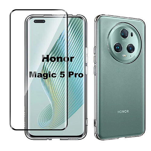 Htdmobiles Coque pour Huawei Honor Magic 5 Pro 5G - housse etui silicone gel fine + film ecran - TRANSPARENT TPU