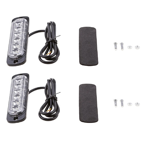 2pcs 6 leds de voiture flash de voiture flash flash barre de lumière stroboscopique