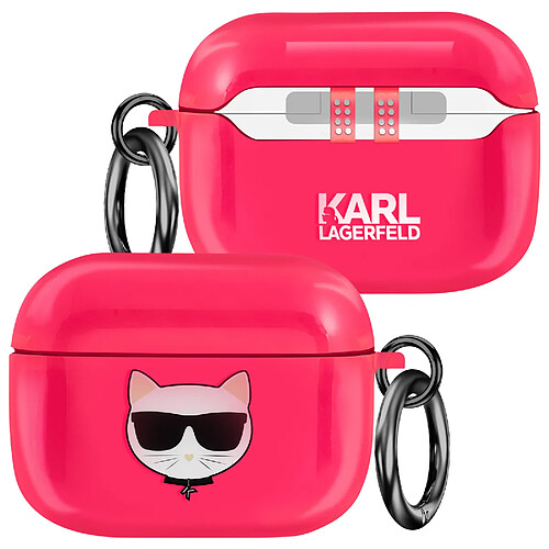 Karl Lagerfeld Coque pour AirPods Pro Choupette Antichoc avec Anneau Fuchsia