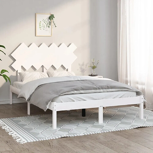 Maison Chic Lit adulte - Lit simple Cadre de lit,Structure du lit Contemporain Blanc 120x200 cm Bois massif -MN93201