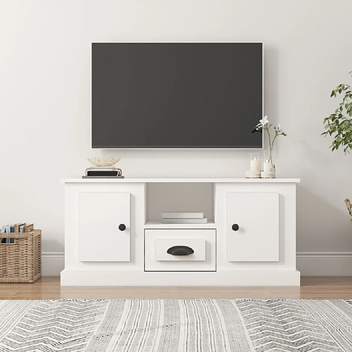 vidaXL Meuble TV blanc 100x35,5x45 cm bois d'ingénierie