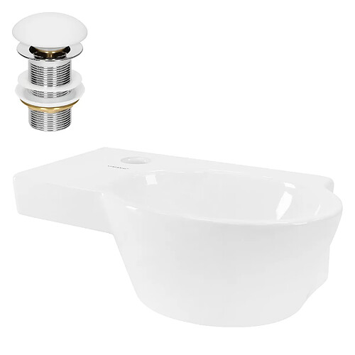 ML-Design Lavabo à poser ovale avec garniture de vidage en céramique blanc 375x190x140 mm