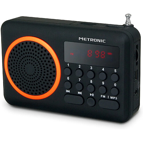 Metronic radio Portable FM Compact USB SD orange noir