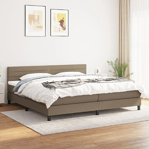 Maison Chic Lit Adulte - Lit simple Lit à sommier tapissier avec matelas moelleux - Meuble de Chambre - Taupe 200x200 cm Tissu -MN61987