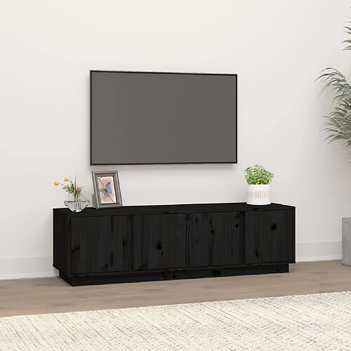 vidaXL Meuble TV Noir 140x40x40 cm Bois de pin massif