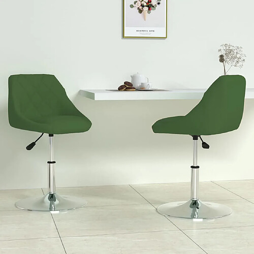 vidaXL Chaises pivotantes à manger lot de 2 Vert foncé Velours