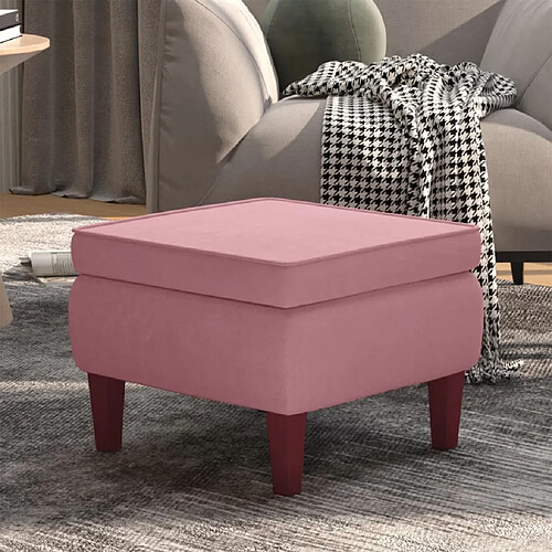 vidaXL Tabouret avec pieds en bois Rose Velours