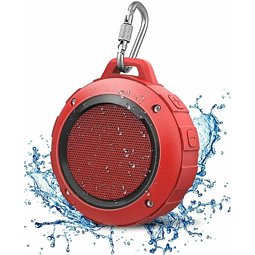 Chrono Haut-parleur Bluetooth portable, haut-parleur de douche étanche LENRUE IPX5 avec stéréo haute définition, 8 heures de temps de jeu, microphone intégré, ventouse, haut-parleur sans fil pour sports de plein air, randonnée, camping, plage, piscine(Rouge)