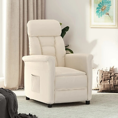 vidaXL Fauteuil inclinable Beige Tissu microfibre