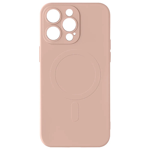 Avizar Coque Magsafe pour iPhone 15 Pro Max Silicone Soft-touch Mag Cover Rose poudré