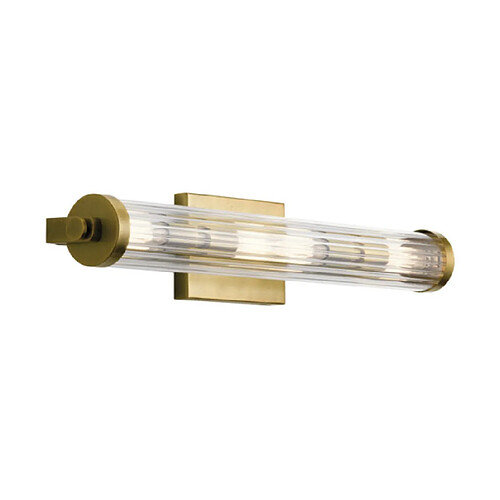 Elstead Lighting Applique murale Salle de bains Kichler Acier,verre cannelé transparent Laiton naturel