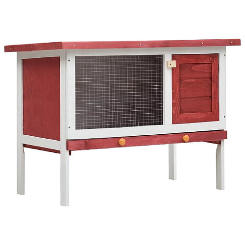 Helloshop26 Clapier d'extérieur 1 niveau 90 x 45 x 65 cm rouge bois 02_0000585