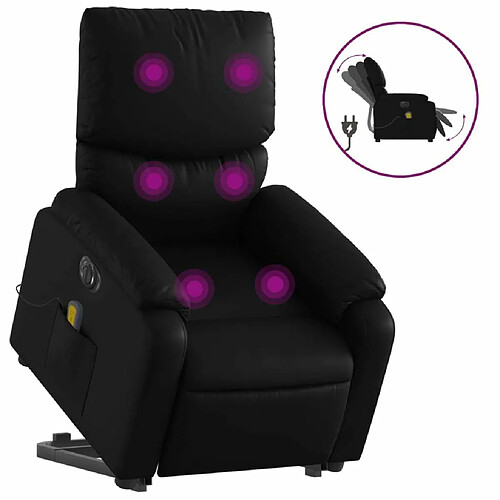 Maison Chic Fauteuil Relax pour salon, Fauteuil inclinable de massage électrique noir similicuir -GKD79945