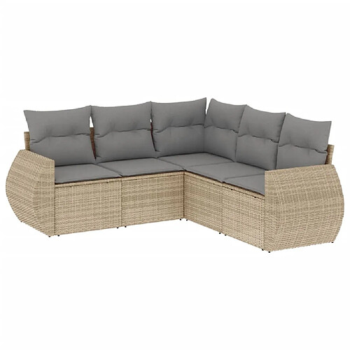 Maison Chic Salon de jardin avec coussins 5 pcs | Ensemble de Table et chaises | Mobilier d'Extérieur beige résine tressée -GKD71465