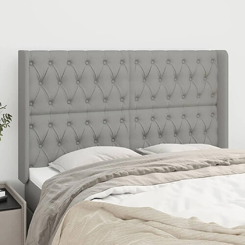 vidaXL Tête de lit avec oreilles Gris clair 147x16x118/128 cm Tissu