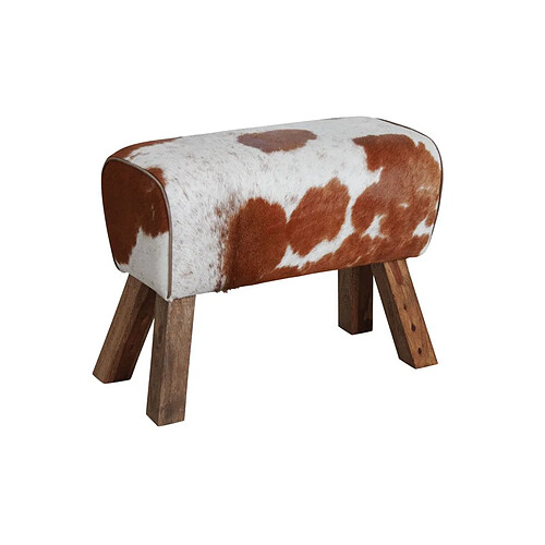 Aubry Gaspard Tabouret rectangulaire en peau de vache.