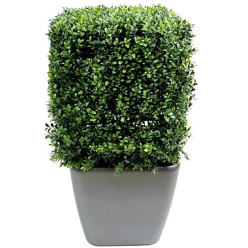 Pegane Plante artificielle haute gamme Spécial extérieur, Buis carré artificiel couleur vert - Dim : 65 x 40 x 40 cm