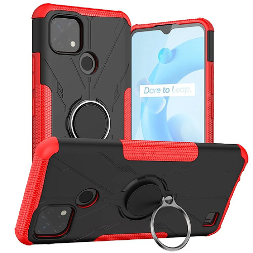 Coque en TPU anti-chocs avec béquille pour votre Realme C20/C21 4G - rouge