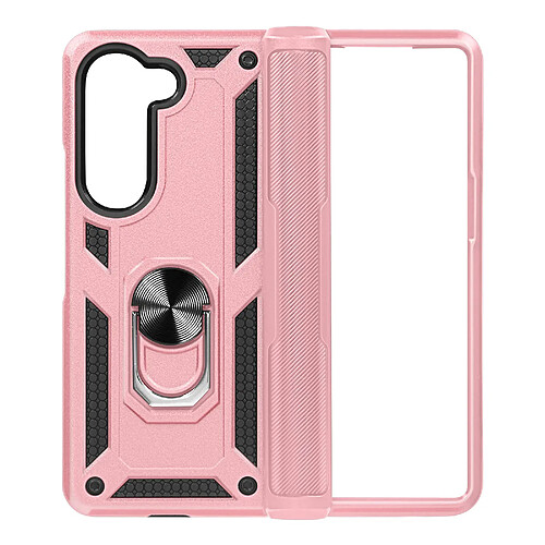 Avizar Coque pour Samsung Galaxy Z Fold 5 Hybride Bague Support Magnétique Rose