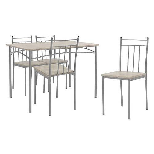 ML-Design Set table de salle à manger avec 4 chaises 110 cm chêne clair pieds en acier