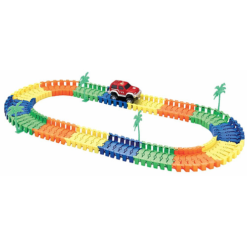 Pi-Fun Pifun Circuit Flexible Action 96 Rails + 1 Voiture + 4 Palmiers / Stickers Noir