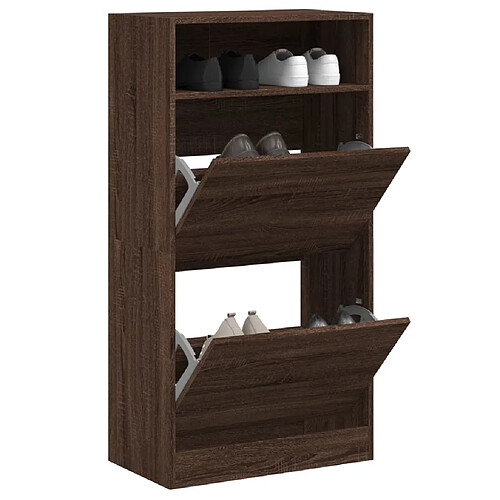 vidaXL Armoire à chaussures chêne marron 60x34x116cm bois d'ingénierie