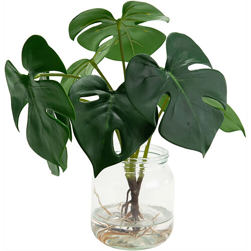 Amadeus Plante artificielle pot en verre Monstera 27 cm.