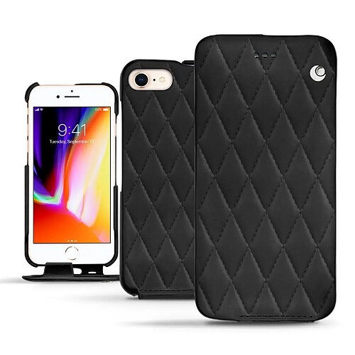 Housse cuir Apple iPhone 8 - Rabat vertical - Noir - Couture ( Nappa - Black ) - NOREVE