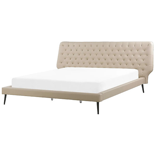 Beliani Lit double en cuir PU beige 180 x 200 cm ESSONNE