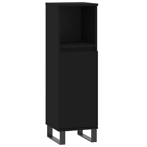 Maison Chic Armoire de salle de bain,Meuble de rangement,Meuble haut noir 30x30x100 cm bois d'ingénierie -GKD962655