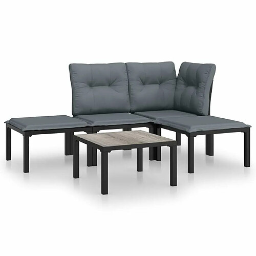 Maison Chic Salon de jardin 5 pcs - Table et chaises d'extérieur - Mobilier/Meubles de jardin Moderne noir et gris résine tressée -MN10618