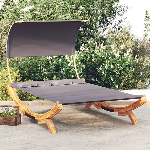 vidaXL Lit repos et auvent 165x203x126 cm Bois courbé Anthracite