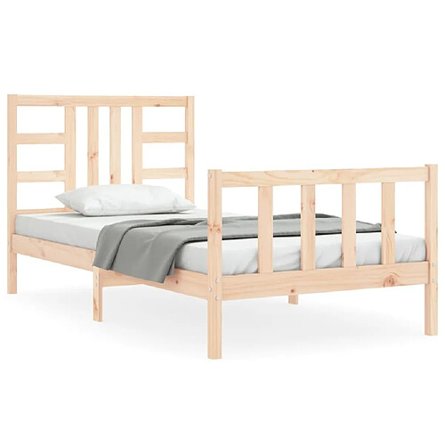 Maison Chic Cadre/structure de lit et tête de lit pour adulte - Lit Moderne Chambre 100x200 cm bois massif -MN58305