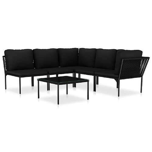 Maison Chic Salon de jardin 6 pcs + coussins - Mobilier/Meubles de jardin - Table et chaises d'extérieur Noir PVC -MN72059