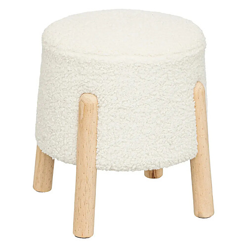 Pegane Tabouret d'appoint en bois naturel et tissu coloris Blanc - Longueur 41 x Profondeur 35 x Hauteur 41,50 cm