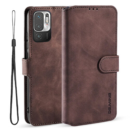 Dg.Ming Etui en PU + TPU antichute, style rétro avec support café pour votre Xiaomi Redmi Note 10 5G