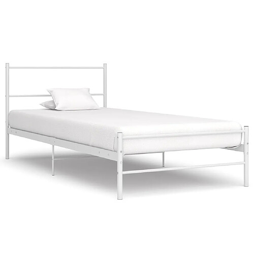 Maison Chic Lit adulte - Lit simple Cadre de lit,Structure du lit Contemporain Blanc Métal 100 x 200 cm -MN86927