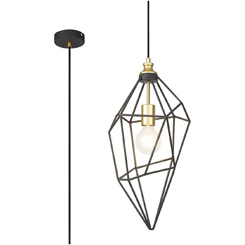 Luminaire Center Suspension 1 ampoule Or peint,Noir sablé