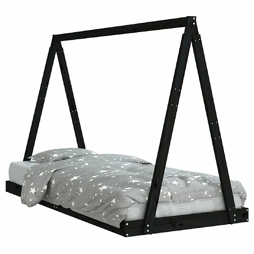 Maison Chic Lit simple Cadre de lit pour enfants,Lit d'Enfant Moderne noir 90x200 cm bois de pin massif -MN97746