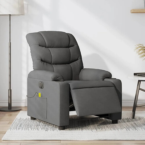 vidaXL Fauteuil inclinable de massage électrique gris foncé tissu